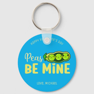 Peas Be Mine Funny Pun Cute Valentine's Day Key Ring