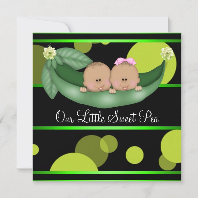 Peas In A Pod African American Gender Reveal Invitation (Front)