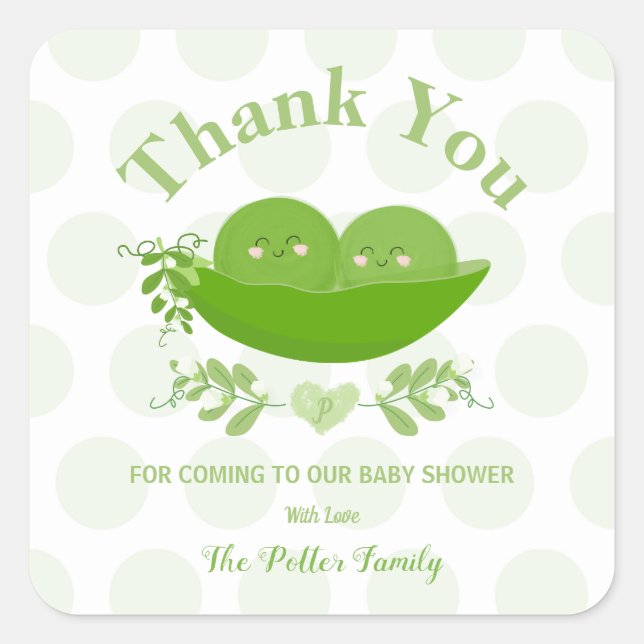 Peas in a Pod Baby Shower Thank You Sticker Labels (Front)