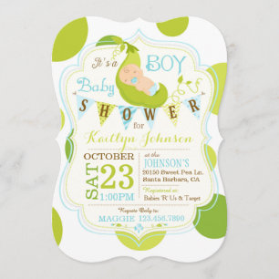 Peas in a Pod Boy Baby Shower Invitation