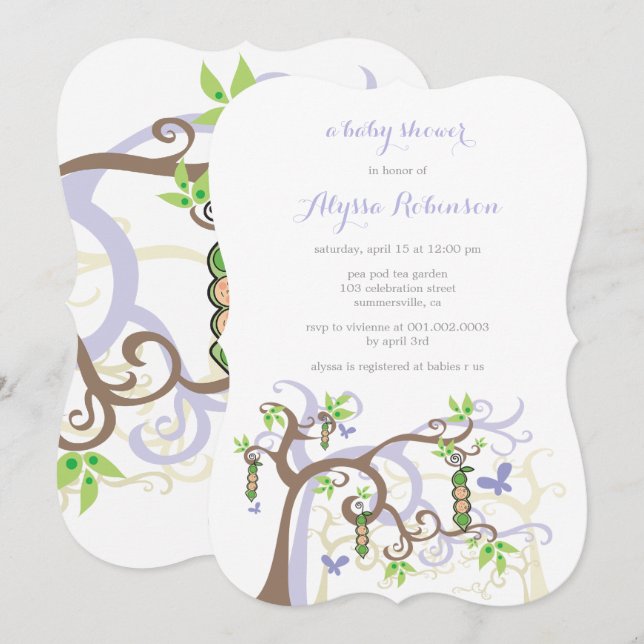 Peas In A Pod Garden Twins Baby Shower Invite (Front/Back)