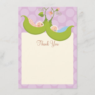 Peas in a Pod Twin Boy Girl Baby Shower Thank You