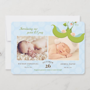 Peas in a Pod Twin Boys 2 Pics Birth Announcement