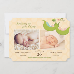 Peas in a Pod Twins 2 Pics Birth Announcement