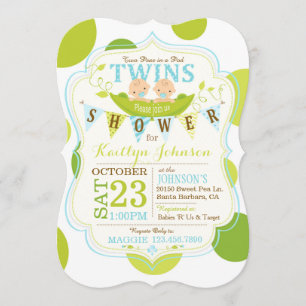 Peas in a Pod Twins Baby Shower Invitation