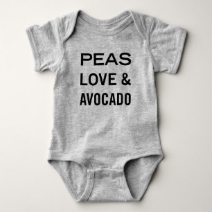 Peas Love and Avocado Food Pun Baby Bodysuit