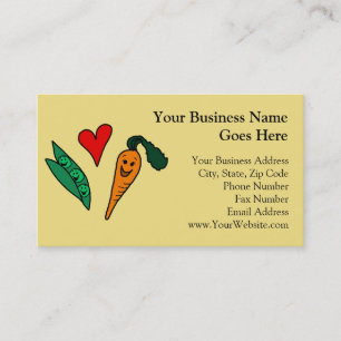 Peas Love Carrots, Cute Green and Orange Design Business Card