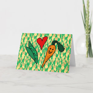 Peas Love Carrots, Cute Green and Orange Design Card