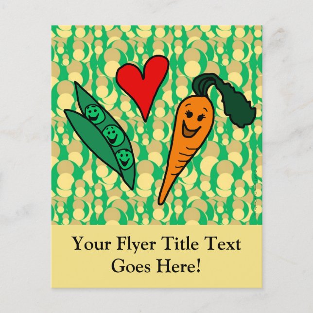 Peas Love Carrots, Cute Green and Orange Design Flyer (Front)
