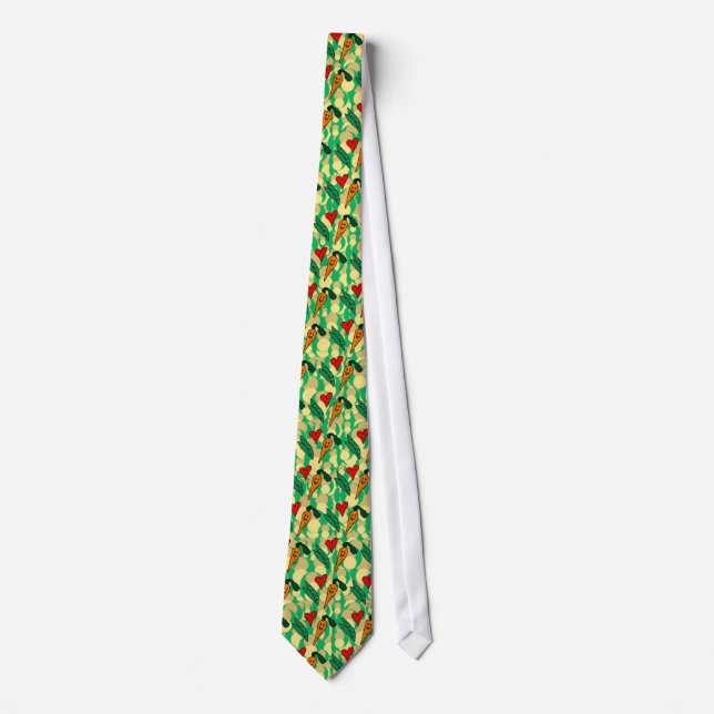 Peas Love Carrots, Cute Green and Orange Design Tie (Front)