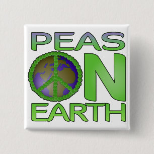 Peas on Earth 15 Cm Square Badge