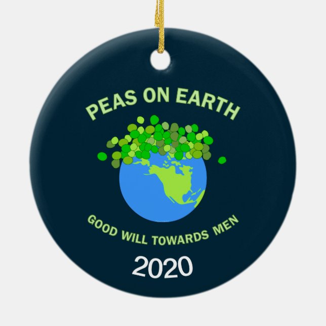 Peas On Earth Ceramic Ornament (Back)