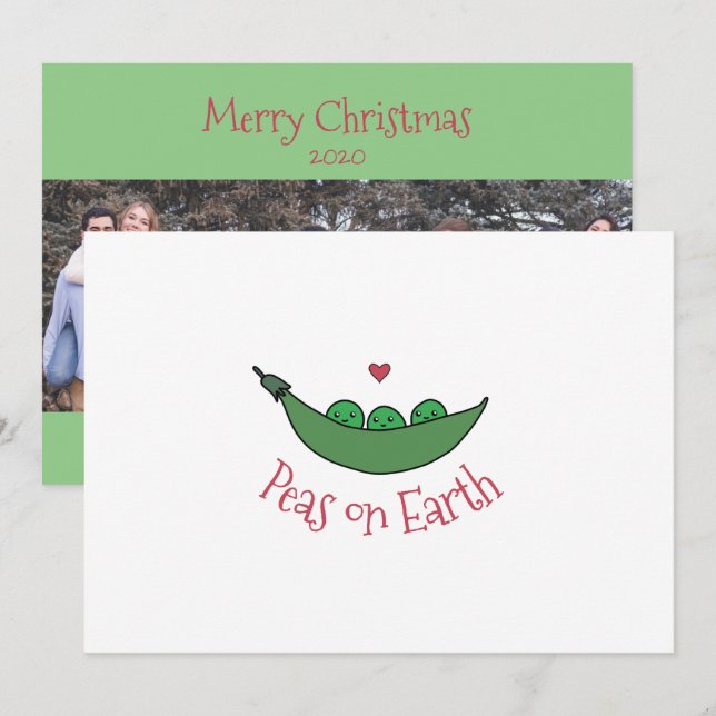"Peas on Earth" Flat Photo Christmas Card (Front/Back)
