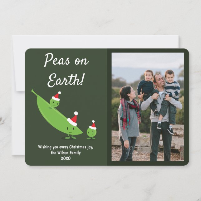 Peas on Earth Funny Photo Christmas Holiday Card (Front)