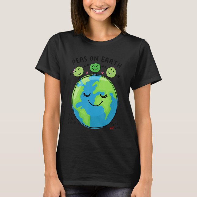 Peas on Earth Vegan Joke Vegetarian Vegan Humour P T-Shirt (Front)