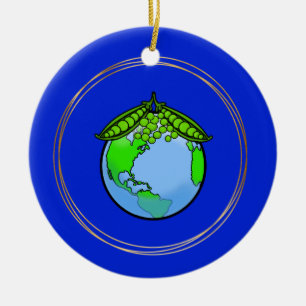 Peas on Earth Vegan Vegetarian Christmas Ornament