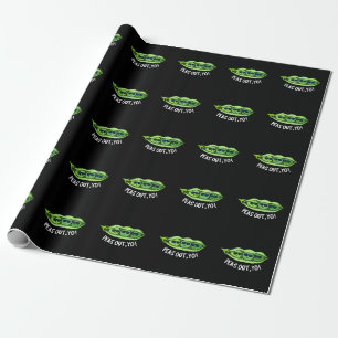 Peas Out Yo Funny Peas Pun Dark BG Wrapping Paper