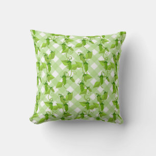 Peas Plants Leaves Plaid Vegetable Healthy Food Cushion
