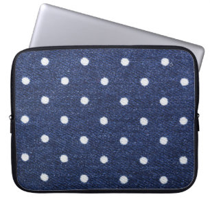 Peas stamp: denim fabric texture. laptop sleeve