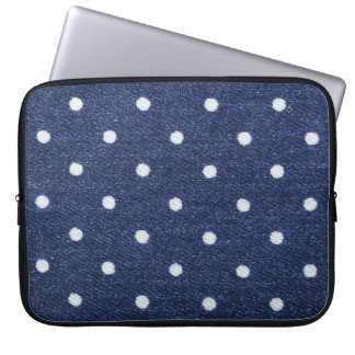 Peas stamp: denim fabric texture. laptop sleeve