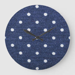 Peas stamp: denim fabric texture. large clock
