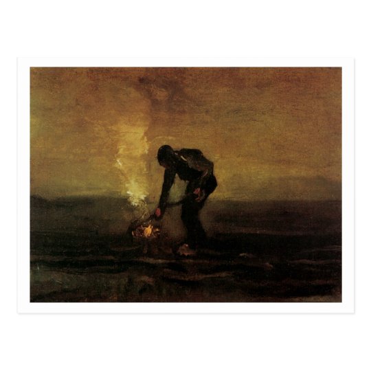 Peasant Burning Weeds, Vincent van Gogh Postcard