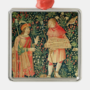 Peasant carrying a jeu de marelle board metal tree decoration