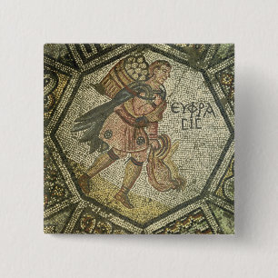 Peasant carrying chickens and a basket of eggs 15 cm square badge