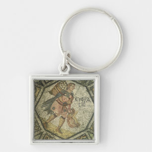 Peasant carrying chickens and a basket of eggs key ring