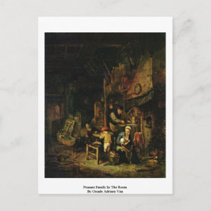 Peasant Family In The Room By Ostade Adriaen Van Postcard