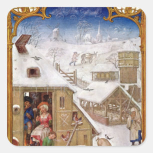 Peasant Life, from 'Breviarium Grimani' Square Sticker