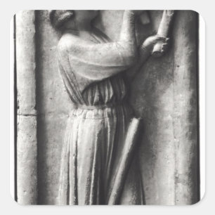 Peasant sharpening his scythe for the square sticker