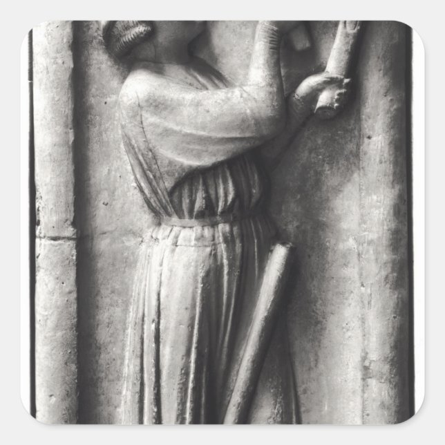 Peasant sharpening his scythe for the square sticker (Front)