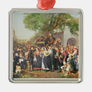Peasant Wedding in Lower Austria (oil on canvas) Metal Ornament