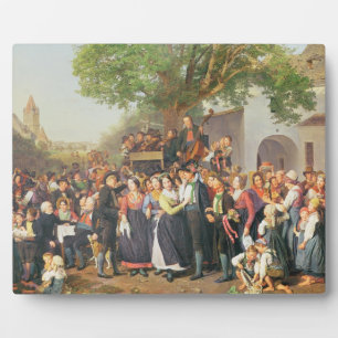 Peasant Wedding in Lower Austria (oil on canvas) Plaque