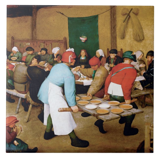 Peasant Wedding, Pieter Bruegel Ceramic Tile (Front)