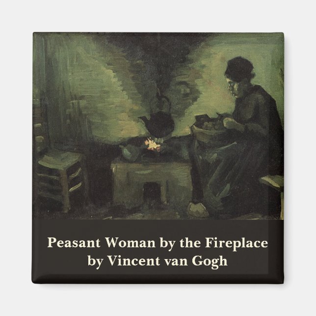 Peasant Woman by Fireplace by Vincent van Gogh Magnet (Front)