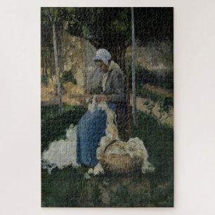 Peasant Woman Carding Wool 1875 - Camille Pissarro Jigsaw Puzzle