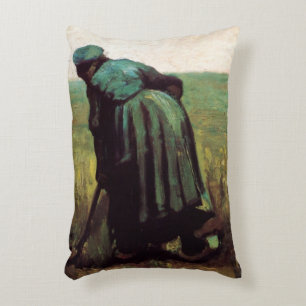 Peasant Woman Digging by Vincent van Gogh Decorative Cushion