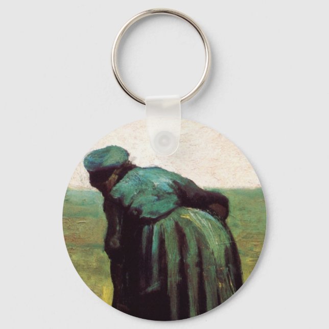 Peasant Woman Digging by Vincent van Gogh Key Ring (Front)