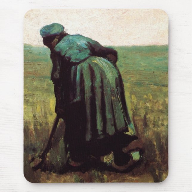 Peasant Woman Digging by Vincent van Gogh Mouse Pad (Front)