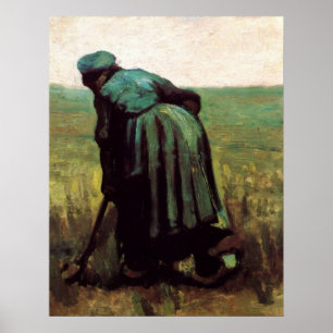 Peasant Woman Digging by Vincent van Gogh Poster