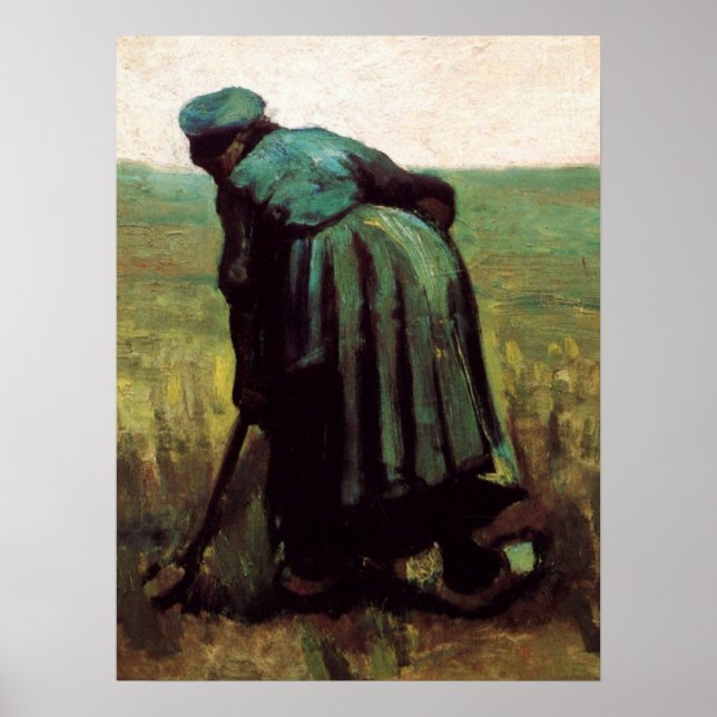 Peasant Woman Digging by Vincent van Gogh Poster (Front)