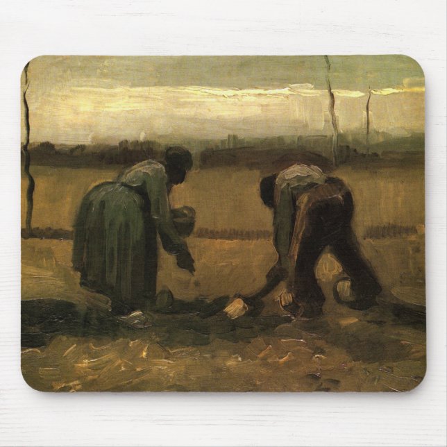 Peasant Woman Planting Potato by Vincent van Gogh Mouse Pad (Front)