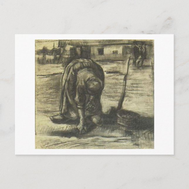 Peasant Woman Planting Potatoes, Vincent van Gogh Postcard (Front)