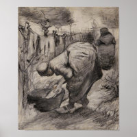 Peasant Women, Washtub & Laundry Van Gogh Fine Art