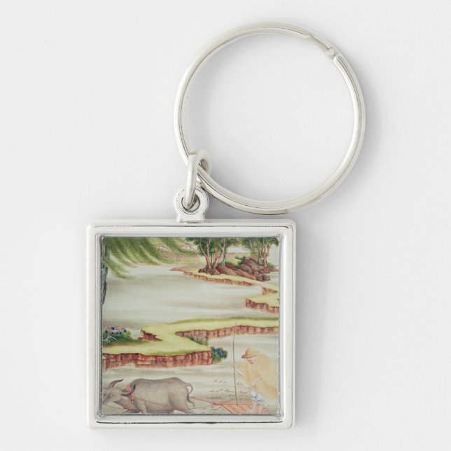 Peasant working in the paddy fields key ring (Front)