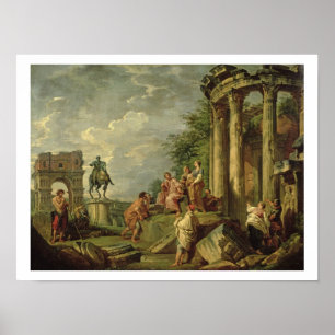 Peasants Amongst Roman Ruins, 1743 (oil on canvas) Poster