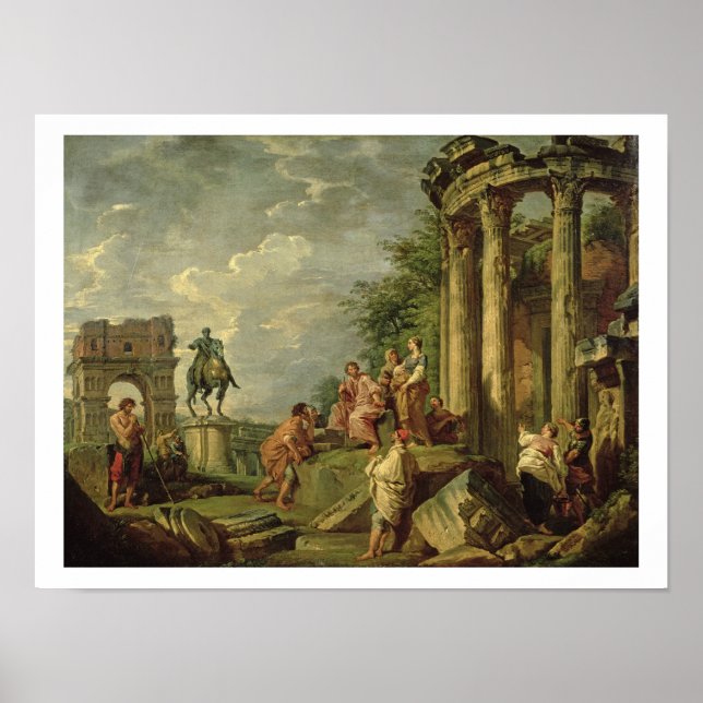 Peasants Amongst Roman Ruins, 1743 (oil on canvas) Poster (Front)