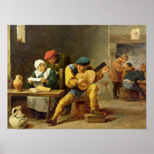 Peasants Making Music in an Inn, c.1635 Poster
